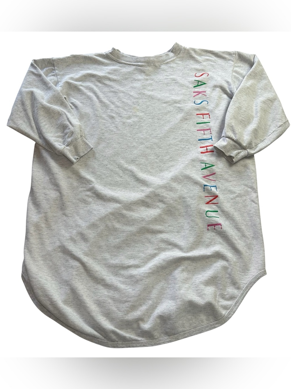 Vintage 80s Saks Fifth Avenue Graphic Spell Out Sweatshirt Dress Gray size XL